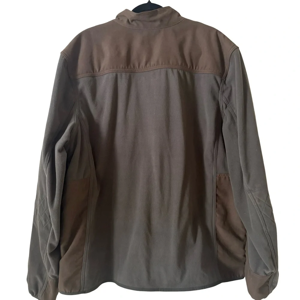 Eddie Bauer Sport Shop Fleece Jacket Mens Taupe Brown Full Zip Hunting SZ 2XL